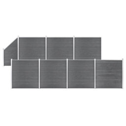 Berkfield Wpc Fence Set 7 Square + 1 Slanted 1311X186 Cm Grey - thumbnail 1