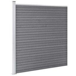 Berkfield Wpc Fence Set 7 Square + 1 Slanted 1311X186 Cm Grey - thumbnail 3