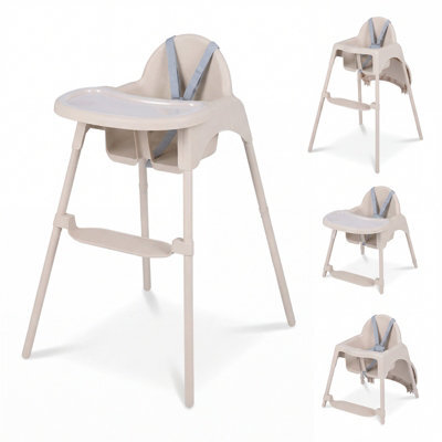 Costway Convertible Baby High Chair Infant Highchair W/ 2 Heights For 6-36 Months Kids-Khaki - image 1