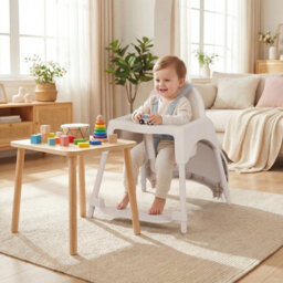 Costway Convertible Baby High Chair Infant Highchair W/ 2 Heights For 6-36 Months Kids-Khaki - thumbnail 2