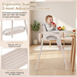 Costway Convertible Baby High Chair Infant Highchair W/ 2 Heights For 6-36 Months Kids-Khaki - thumbnail 5