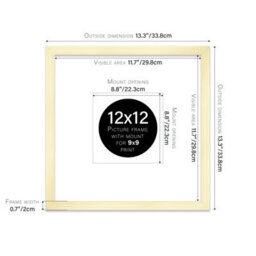 "12X12"" Gold Picture Frame - 12X12"" Square Frame With 9X9"" Mount For 12X12""/9X9"" Pictures Art Deco Style Room Decor, 1 Pack" - thumbnail 2