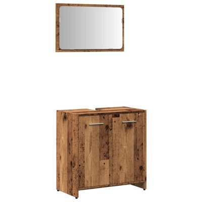 Berkfield Durable Bathroom Cabinet With Mirror Old Wood Engineered Wood - image 1