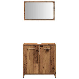 Berkfield Durable Bathroom Cabinet With Mirror Old Wood Engineered Wood - thumbnail 4