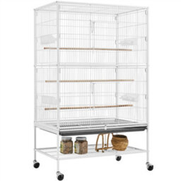 Yaheetech White Large Rolling Parrot Cage With 3 Perches - thumbnail 2