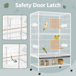 Yaheetech White Large Rolling Parrot Cage With 3 Perches - thumbnail 5