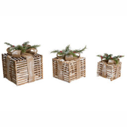 Beliani Set Of 3 Christmas Decorations Led Roine Christmas Gifts 15/20/25 Cm Brown