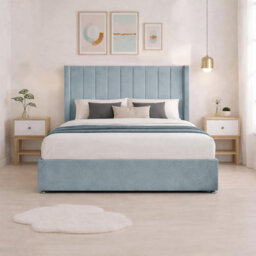 Luxury Sky Plush Milan King Size Bed Frame With Mattress 54 Inches Wingback Headboard 2 Footend Storage Drawers - thumbnail 4