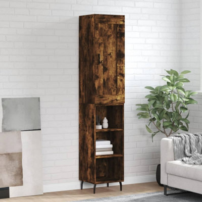 Berkfield Highboard Smoked Oak 34.5X34X180 Cm Engineered Wood - image 1
