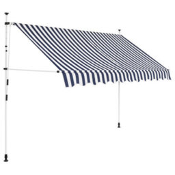Berkfield Manual Retractable Awning 250 Cm Blue And White Stripes