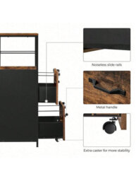 Songmics Filing Cabinet For Home Office,file Cabinet With 2 Drawers,open Shelf,steel Frame,for Printer Stand,rustic Brown And Black - thumbnail 3