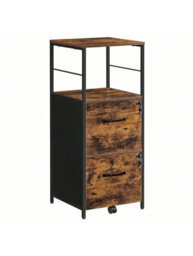 Songmics Filing Cabinet For Home Office,file Cabinet With 2 Drawers,open Shelf,steel Frame,for Printer Stand,rustic Brown And Black - thumbnail 5