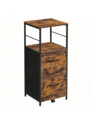 Songmics Filing Cabinet For Home Office,file Cabinet With 2 Drawers,open Shelf,steel Frame,for Printer Stand,rustic Brown And Black - thumbnail 4