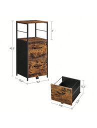 Songmics Filing Cabinet For Home Office,file Cabinet With 2 Drawers,open Shelf,steel Frame,for Printer Stand,rustic Brown And Black - thumbnail 7