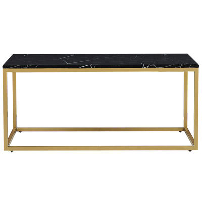 Beliani Industrial Glam Coffee Table Black Marble-Effect Top Gold Legs 100 X 60 Cm - image 1