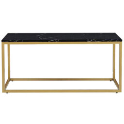 Beliani Industrial Glam Coffee Table Black Marble-Effect Top Gold Legs 100 X 60 Cm - thumbnail 1
