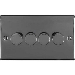 Loops 4 Gang 400W Led 2 Way Rotary Dimmer Switch Black Nickel Light Dimming Plate - thumbnail 1
