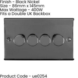 Loops 4 Gang 400W Led 2 Way Rotary Dimmer Switch Black Nickel Light Dimming Plate - thumbnail 2