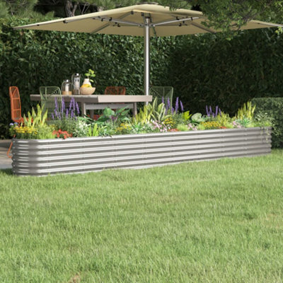 Berkfield Garden Planter Powder-Coated Steel 332X40X36 Cm Silver - image 1