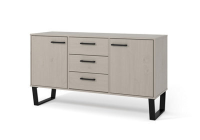 Core Products Grey Waxed 2 Doors And 3 Drawers Sideboard H73.6Cm X W130.6Cm X D43.0Cm - image 1