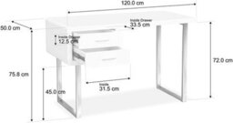 Homeology Harmonia Gloss White With Chrome Legs 2-Drawer Contemporary Home Office Luxury Computer Desk - thumbnail 9