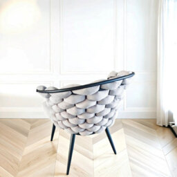 PureLifestyleWonders Designer Luxury Velvet Dining Chair With Black Legs In Grey Valencia - thumbnail 2