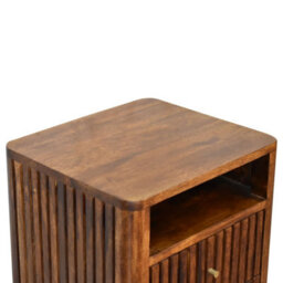 Wyld Haus Brisighella Slatted Retro Mango Wood Bedside Table 2 Drawers Open Shelf - thumbnail 6