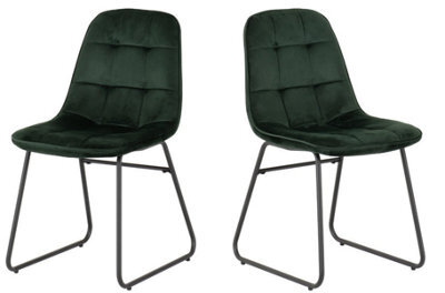 Seconique Lukas Chair Emerald Green Dining Chair X2 Velvet Fabric Priced Per Pair - image 1