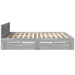 Berkfield Bed Frame With Headboard Without Mattress Grey Sonoma 180X200 Cm Super King - thumbnail 6