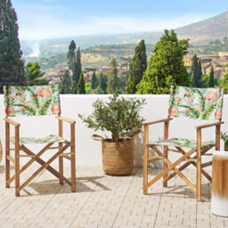 Beliani Flamingo Directors Chairs Set Of 2 - Acacia Wood, Off-White Slings, Folding - thumbnail 2