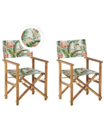 Beliani Flamingo Directors Chairs Set Of 2 - Acacia Wood, Off-White Slings, Folding - thumbnail 3