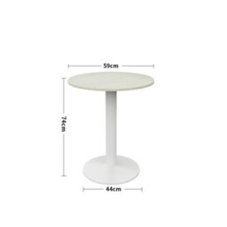 Living And Home White Round Coffee Table Dining Table With Metal Base Dia 590mm - thumbnail 3