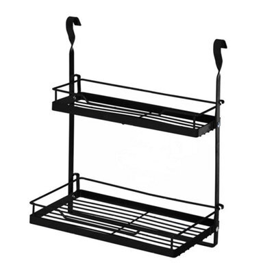 Kitchen Hanging Rack Black Fold Away Storage Shelf Rail Organiser - image 1