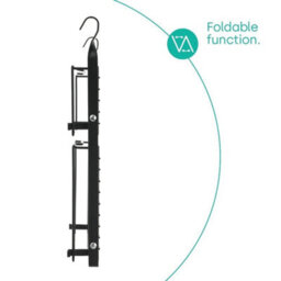 Kitchen Hanging Rack Black Fold Away Storage Shelf Rail Organiser - thumbnail 5