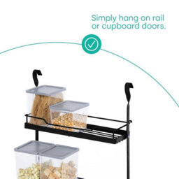 Kitchen Hanging Rack Black Fold Away Storage Shelf Rail Organiser - thumbnail 3