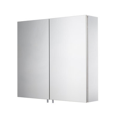 Croydex Vallon Silver Effect Double Bathroom Cabinet With Mirrored Door (H)571mm (W)600mm - image 1