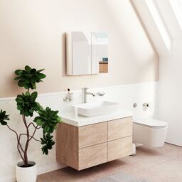 Croydex Vallon Silver Effect Double Bathroom Cabinet With Mirrored Door (H)571mm (W)600mm - thumbnail 3