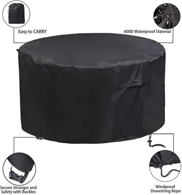 Furniture One 600D Oxford Fabric Patio Set Cover Round Dining Set Cover Black 248X90Cm - image 1
