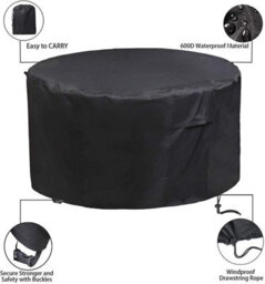 Furniture One 600D Oxford Fabric Patio Set Cover Round Dining Set Cover Black 248X90Cm - thumbnail 1