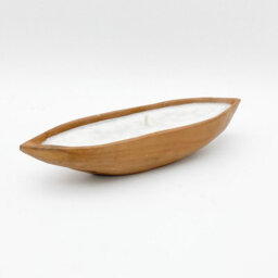 Minster Root Boat Bowl With Candle - L12 X W40 X H8 Cm - Teak - thumbnail 1