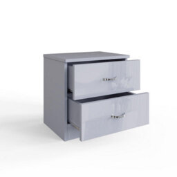 Fwstyle Chilton Pair Of 2 Drawer Bedside Tables Grey Gloss (H) 46 (W) 45 (D) 40Cm - thumbnail 3