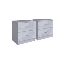 Fwstyle Chilton Pair Of 2 Drawer Bedside Tables Grey Gloss (H) 46 (W) 45 (D) 40Cm - thumbnail 2