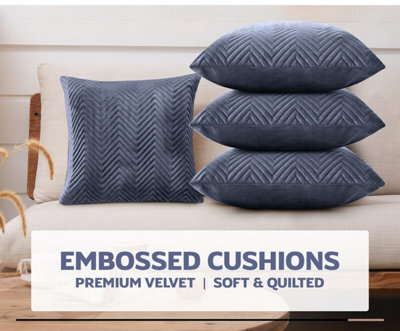Ameha Charcoal Embossed Velvet Cushion Cover Pack Of 4, Soft Anti Allergic Zip Closure, 18X18 Inch - image 1