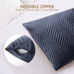 Ameha Charcoal Embossed Velvet Cushion Cover Pack Of 4, Soft Anti Allergic Zip Closure, 18X18 Inch - thumbnail 5