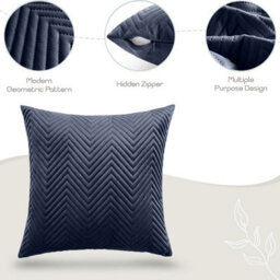 Ameha Charcoal Embossed Velvet Cushion Cover Pack Of 4, Soft Anti Allergic Zip Closure, 18X18 Inch - thumbnail 3