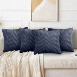 Ameha Charcoal Embossed Velvet Cushion Cover Pack Of 4, Soft Anti Allergic Zip Closure, 18X18 Inch - thumbnail 4