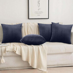 Ameha Charcoal Embossed Velvet Cushion Cover Pack Of 4, Soft Anti Allergic Zip Closure, 18X18 Inch - thumbnail 9