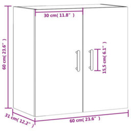Vidaxl Wall Cabinet Sonoma Oak 60X31X60 Cm Engineered Wood - thumbnail 3