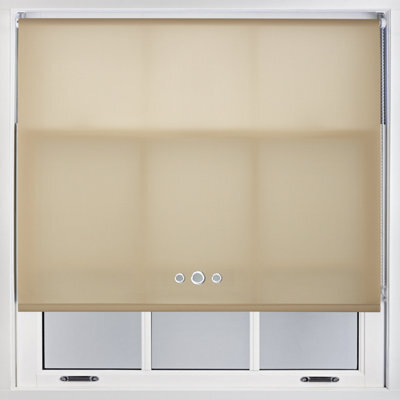 Furnished Roller Blind With Triple Chrome Round Eyelet And Metal Fittings - Cappuccino Daylight Shade (W)60Cm X (L)210Cm