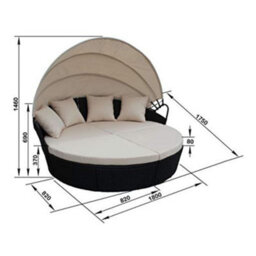 Evre Black Bali Day Bed Outdoor Garden Furniture Set With Canopy & Cover - Inc Weekend Delivery - thumbnail 5